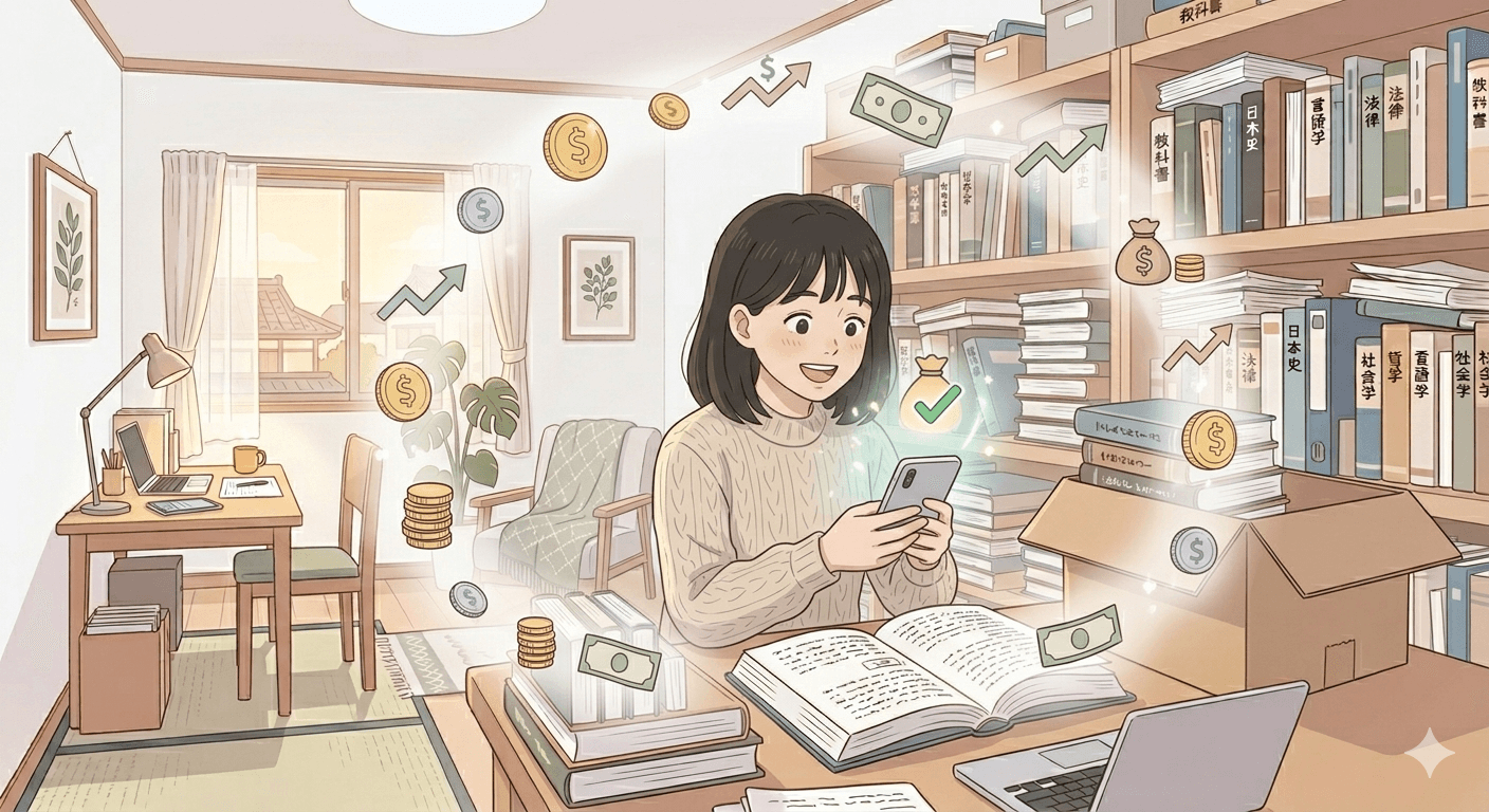 フリマアプリで疲れる様子