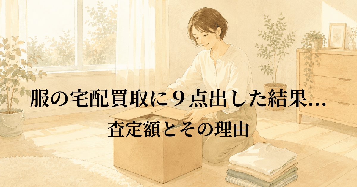段ボール箱に服を詰め終えて、フタを閉じようとしている様子